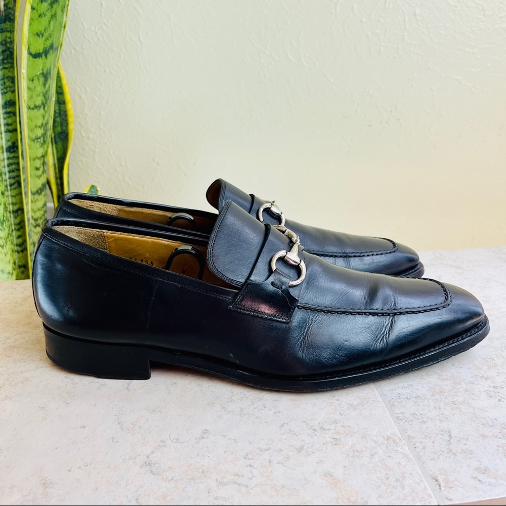 MAGNANNI Black Horse Bit Leather Loafers Dress Shoes Slip On 9 M - Picture 7 of 13